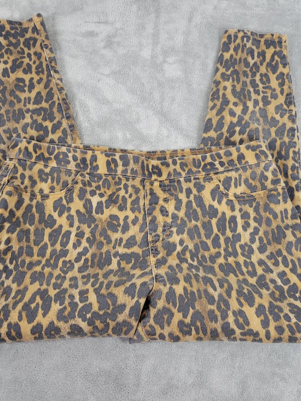 Style Co Jeggings XL Black Tan Animal Print Pull On Tapered Pants ANI66XE
